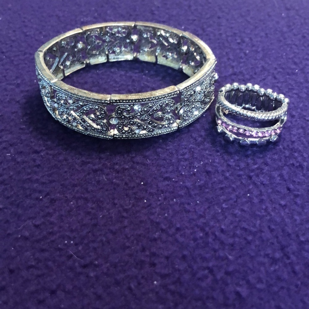 Elegant Silver and Purple Jewelry Set